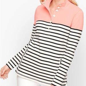 Talbots Pink and Black Striped Button Down Shirt